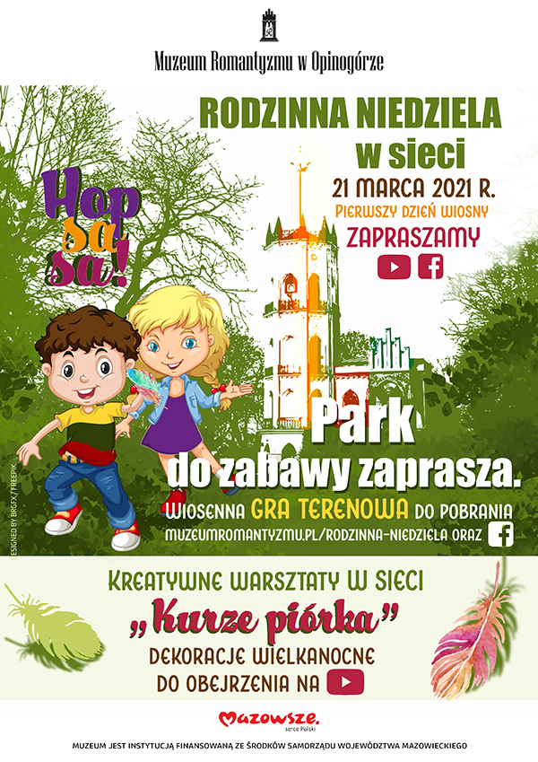 Plakat zapraszający na wydarzenie Rodzinna niedziela w marca 20201 roku