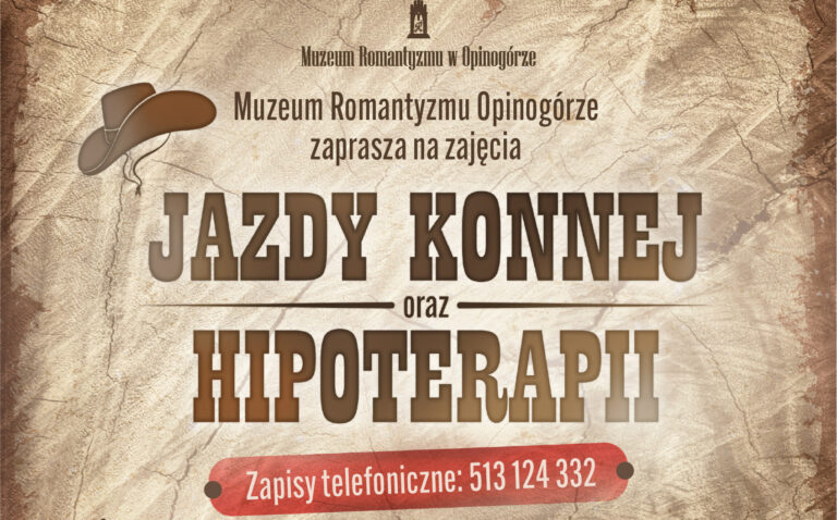 Plakat stylizowany na stary pergamin z kowbojskim kapeluszem z tekstem ogłoszenia.