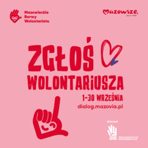 Plakat 16 edycji konkursu Mazowieckie Barwy Wolontariatu