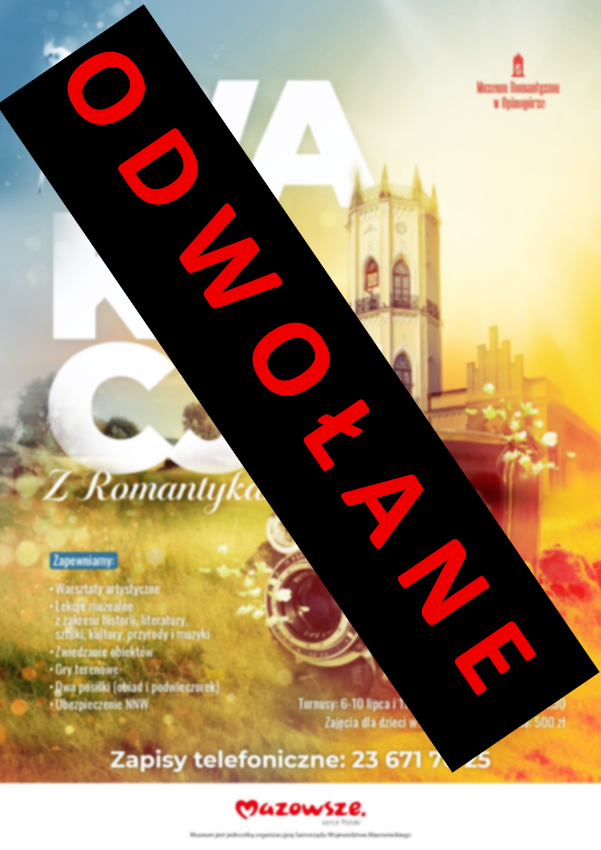 Cały plakat z czerwonym napisem na czarnym tle o treści "Odwołane"