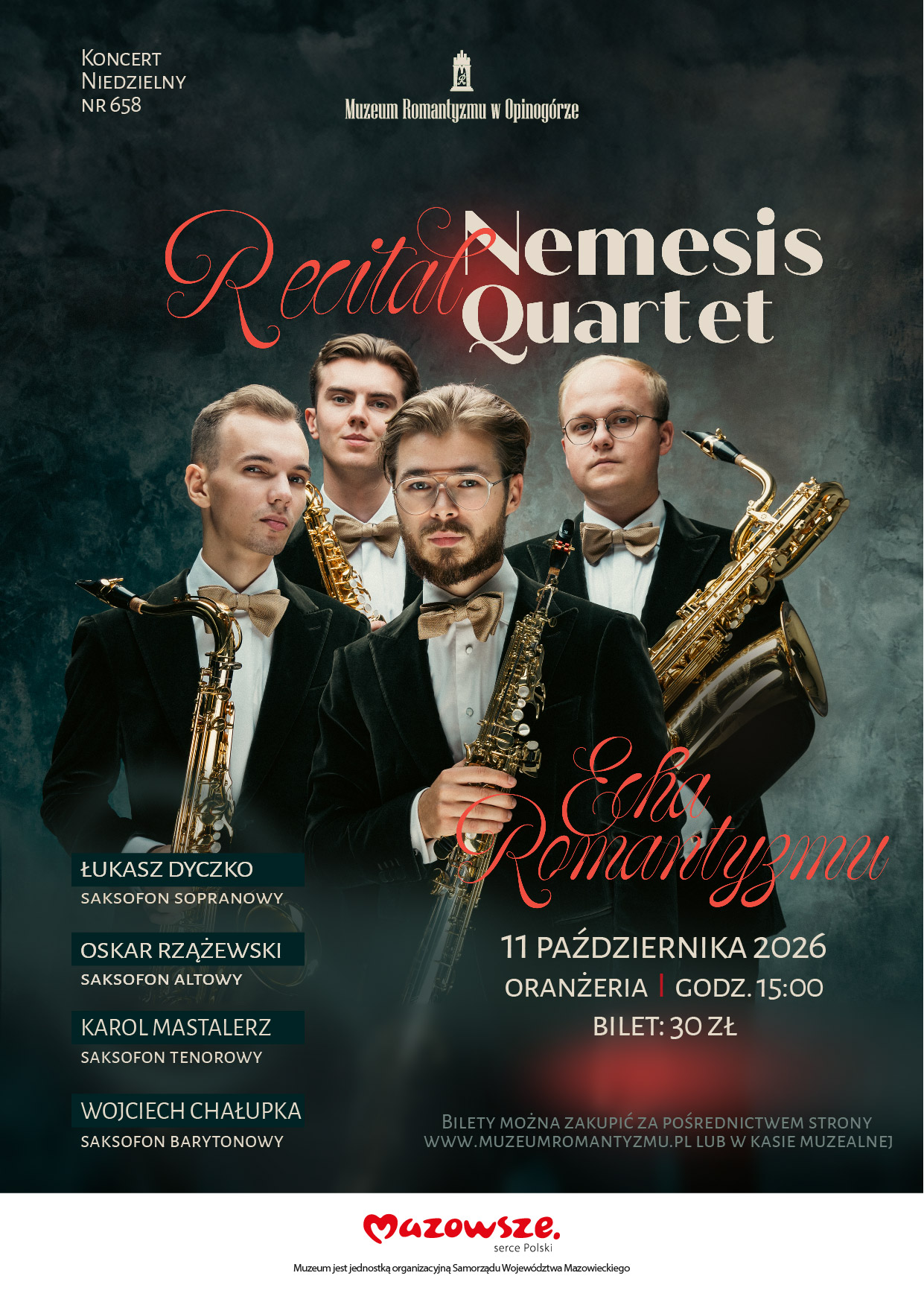 Plakat koncertowy kwartetu saksofonowego Nemesis