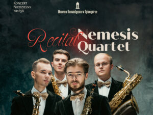 Fragment plaakatu koncertowego kwartetu saksofonowego Nemesis.