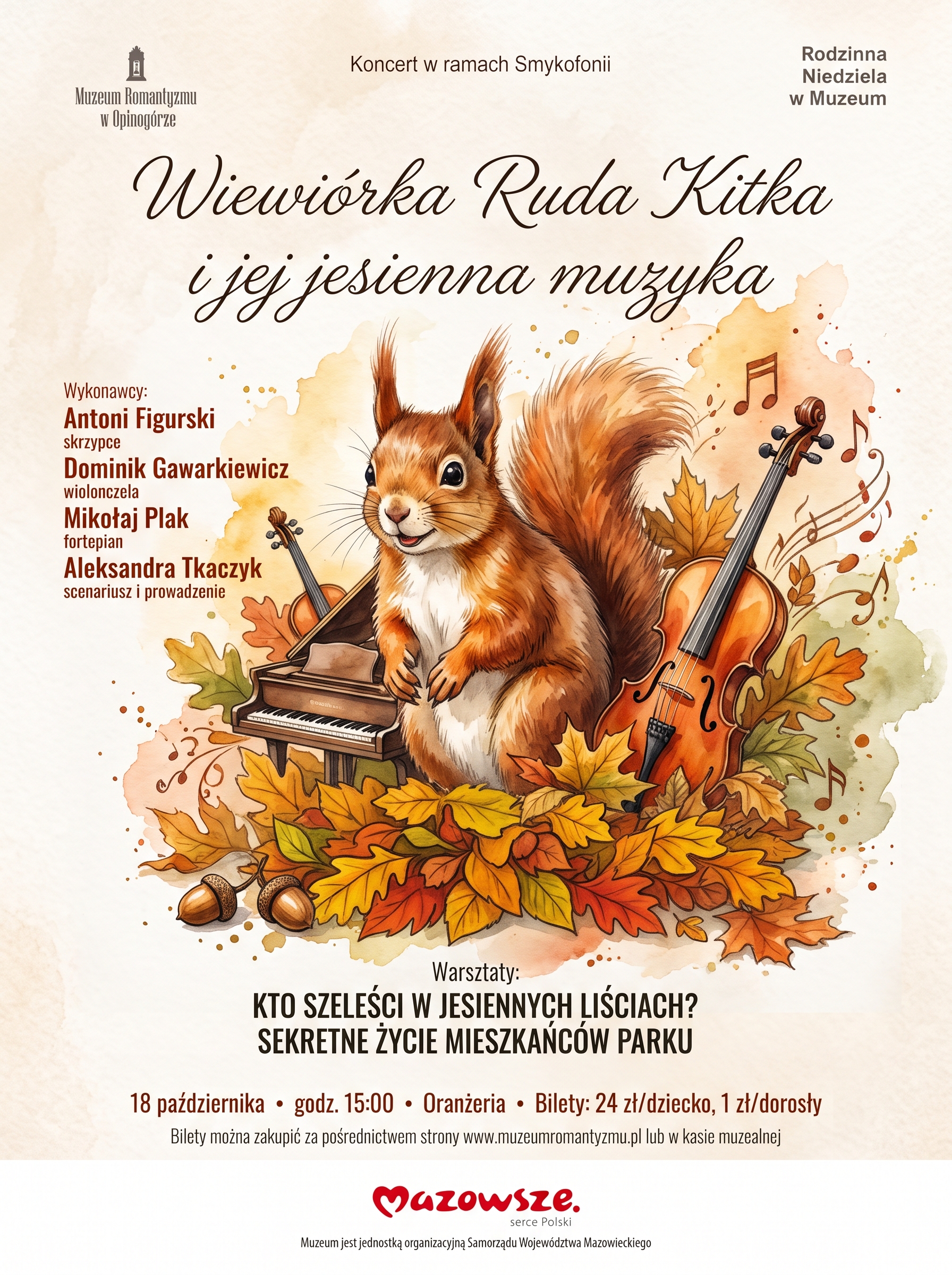 Plakat z wiewiórką i skrzypcami